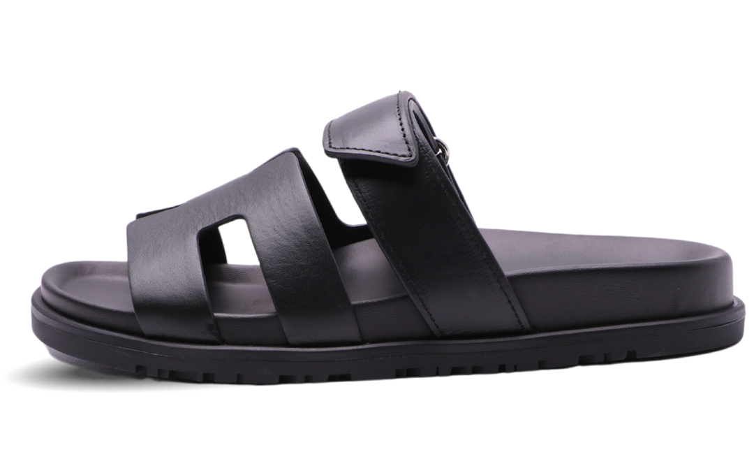 HERMES Calfskin Chypre Sandals Black Image