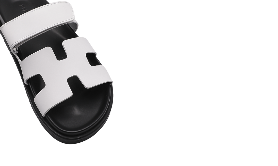 HERMES Calfskin Chypre Sandals White Image