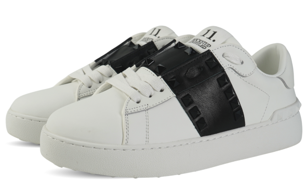 VALENTINO GARAVANI Rockstud Sneaker - Black & White Open Two Tone Image