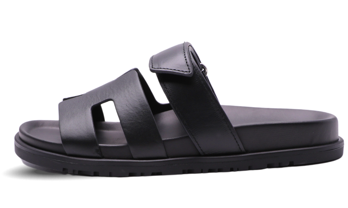 HERMES Calfskin Chypre Sandals Black Image