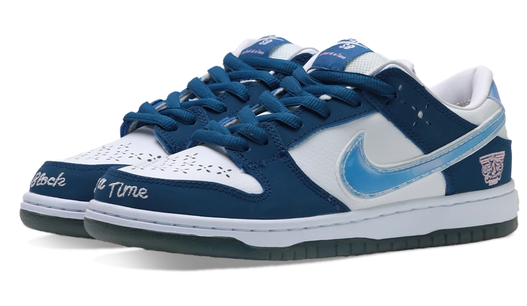 NIKE SB X BORNXRAISED DUNK LOW SHOES (DEEP ROYAL WHITE BLACK) Image