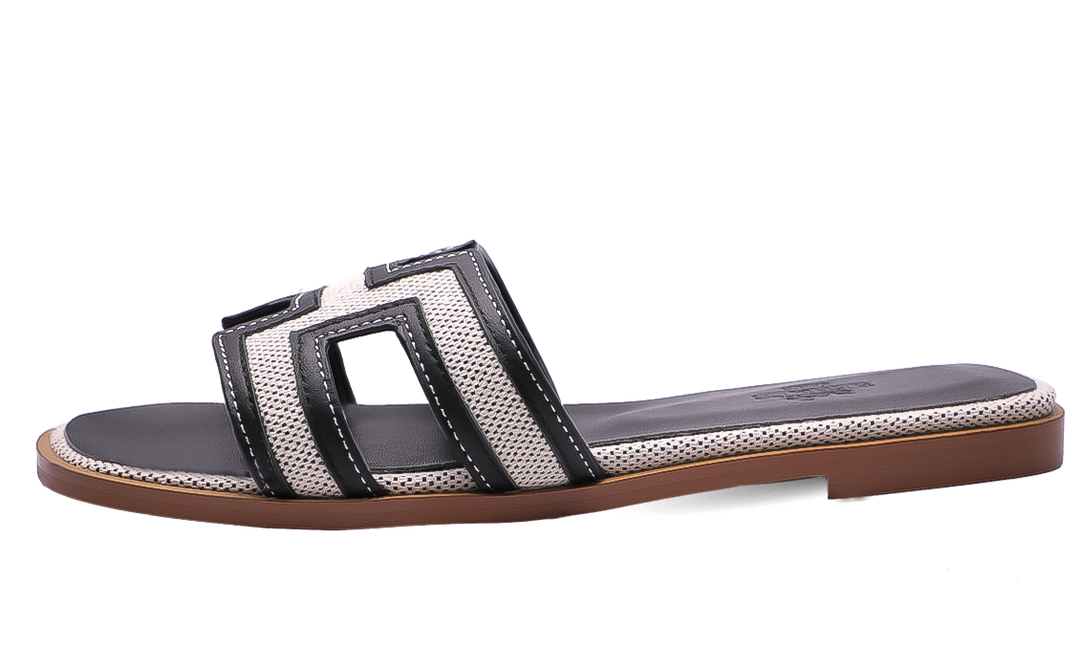 Hermès Oran Sandals Black Grey Image