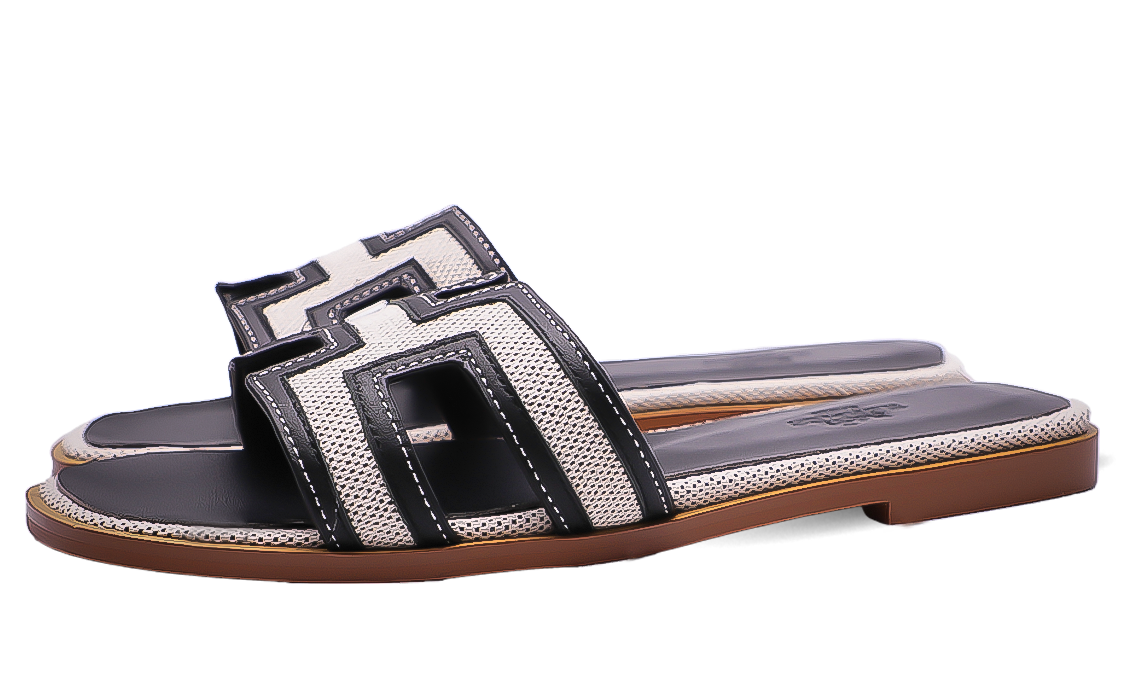 Hermès Oran Sandals Black Grey Image