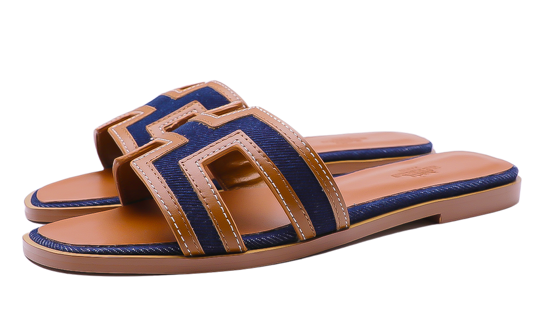 Hermès Oran Sandals Brown Blue Image