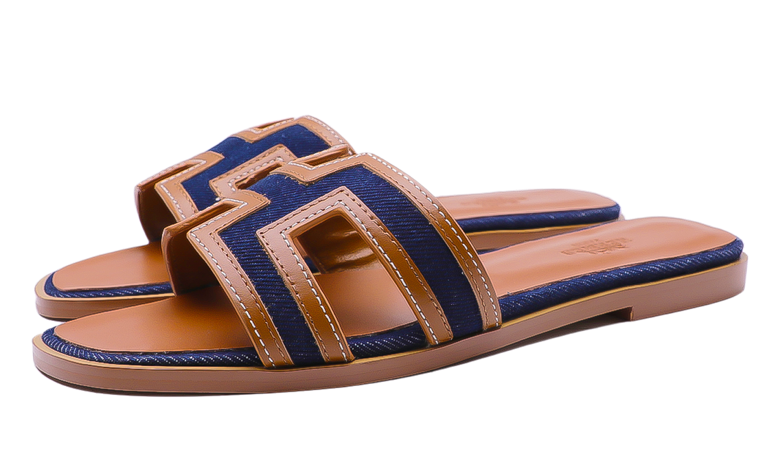 Hermès Oran Sandals Brown Blue Image