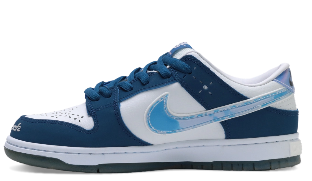 NIKE SB X BORNXRAISED DUNK LOW SHOES (DEEP ROYAL WHITE BLACK) Image