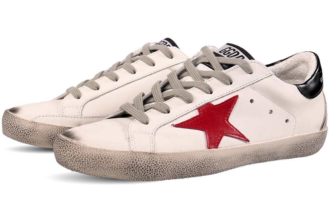 Golden Goose White and Red Leather Sneakers Image