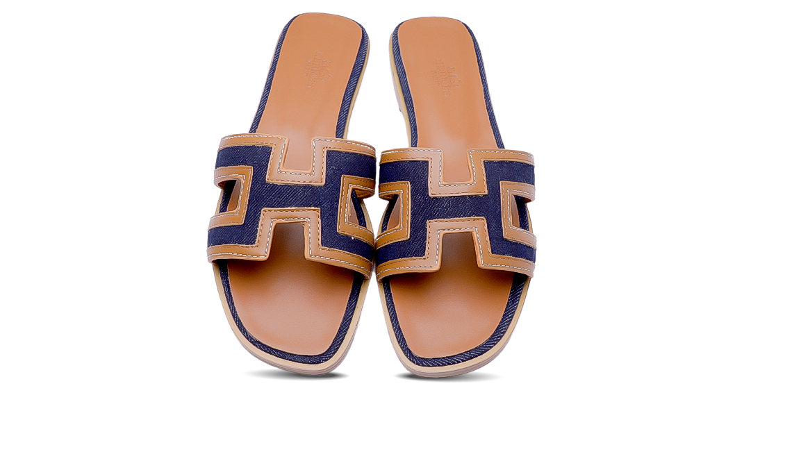 Hermès Oran Sandals Brown Blue Image