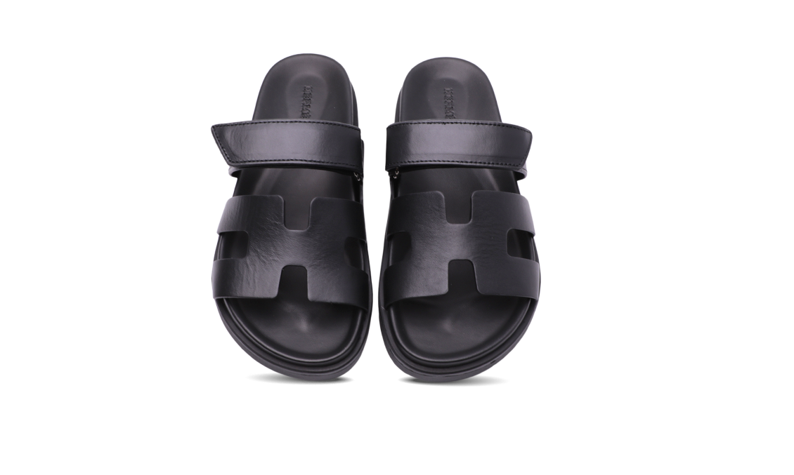 HERMES Calfskin Chypre Sandals Black Image