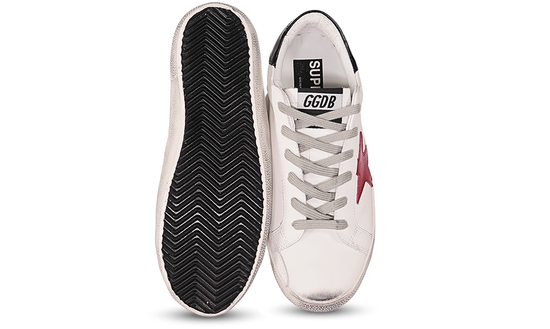 Golden Goose White and Red Leather Sneakers Image