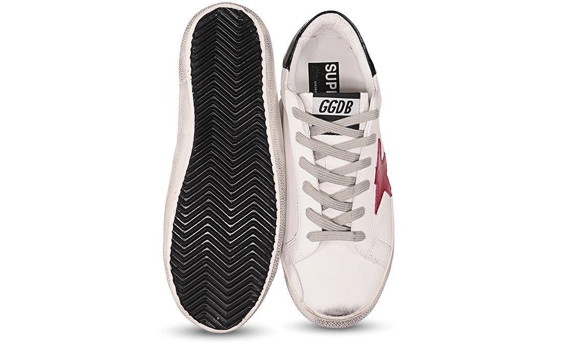 Golden Goose White and Red Leather Sneakers Image