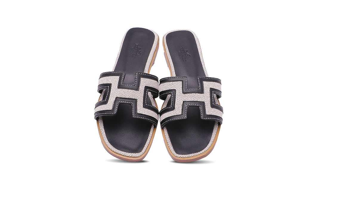 Hermès Oran Sandals Black Grey Image