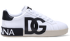 Dolce & Gabbana Leather Portofino Sneakers With Dg Logo