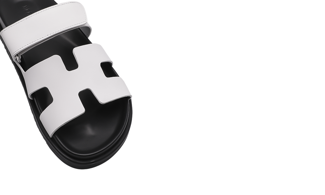 HERMES Calfskin Chypre Sandals White Image