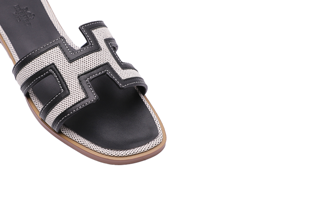 Hermès Oran Sandals Black Grey Image