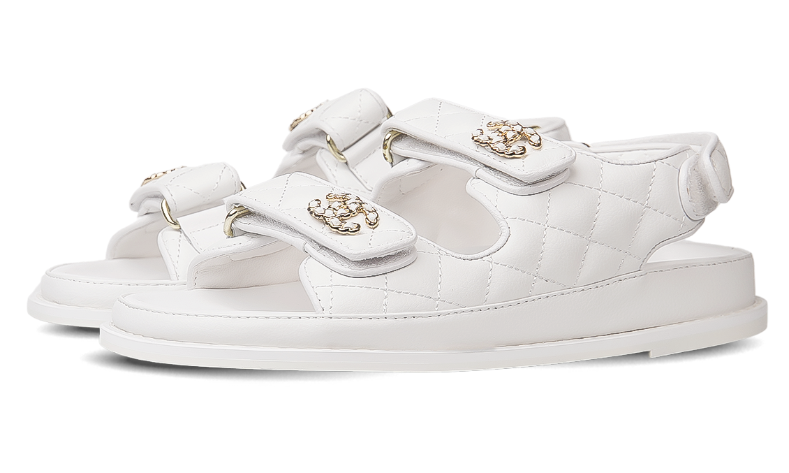 Chanel White leather CC Logo Sandals Image