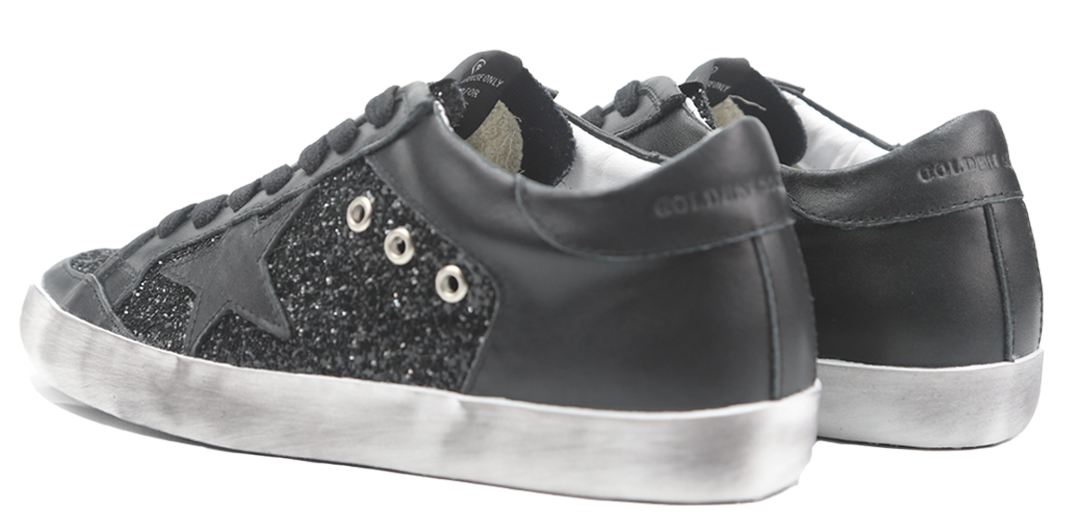 Golden Goose Women's Black Super-Star All- Glitter Back Leather Sneaker Image