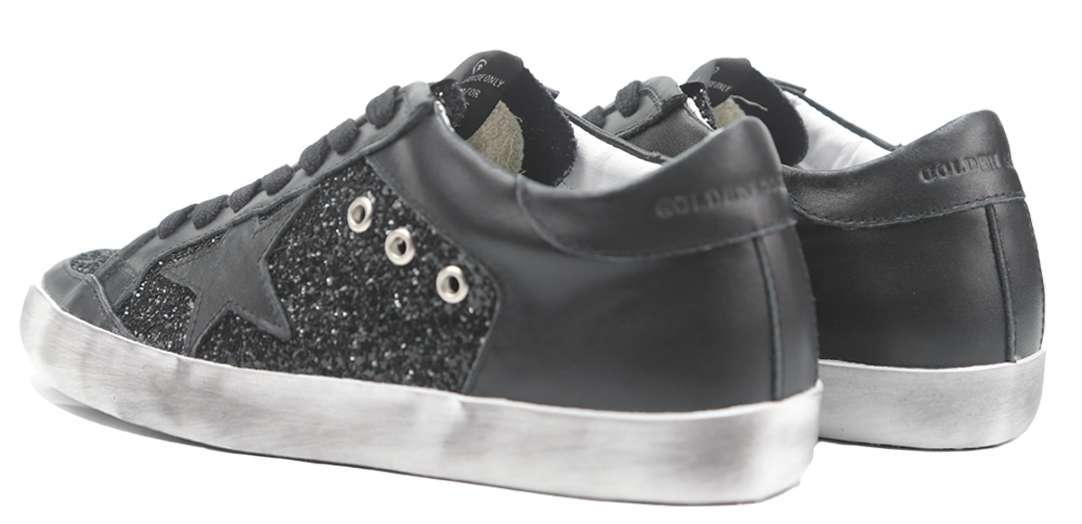 Golden Goose Women's Black Super-Star All- Glitter Back Leather Sneaker Image