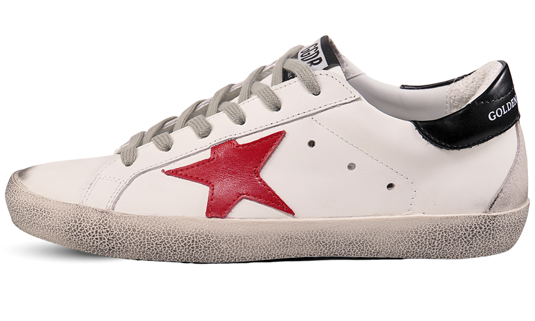 Golden Goose White and Red Leather Sneakers Image