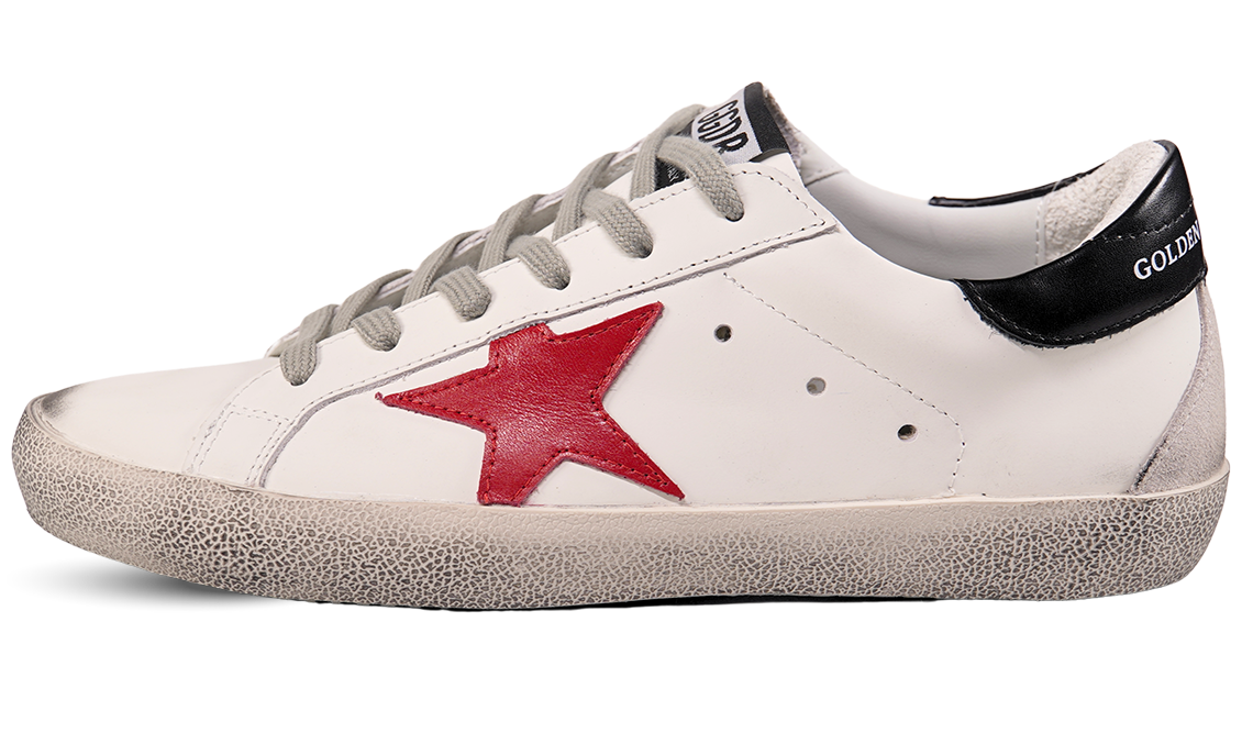 Golden Goose White and Red Leather Sneakers Image