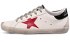 Golden Goose White and Red Leather Sneakers