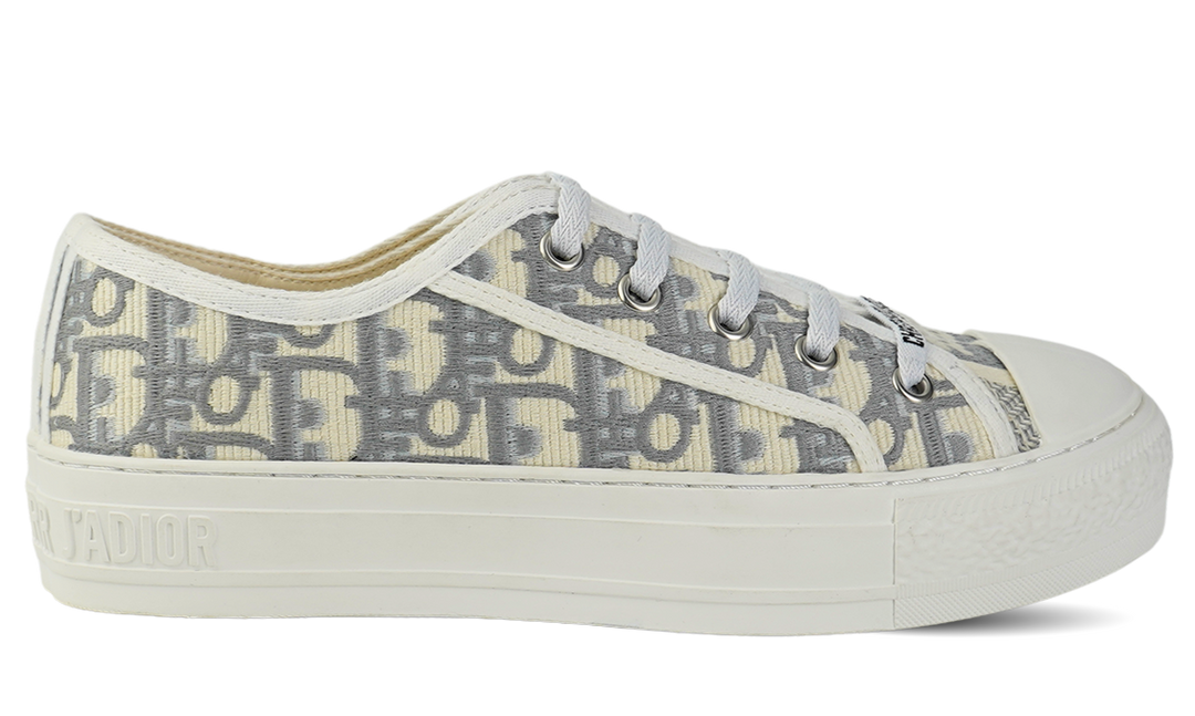 CHRISTIAN DIOR Canvas Oblique Walk'N'Dior Low Top Sneakers 36 Grey Stone Image