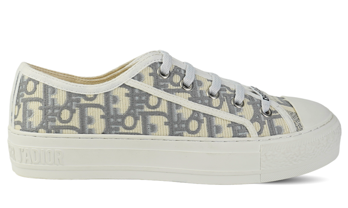 CHRISTIAN DIOR Canvas Oblique Walk'N'Dior Low Top Sneakers 36 Grey Stone Image