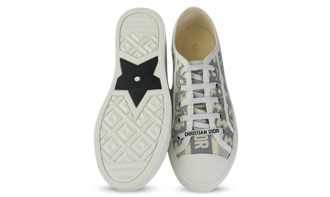 CHRISTIAN DIOR Canvas Oblique Walk'N'Dior Low Top Sneakers 36 Grey Stone Image