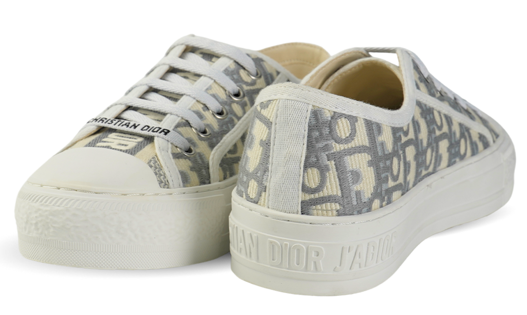 CHRISTIAN DIOR Canvas Oblique Walk'N'Dior Low Top Sneakers 36 Grey Stone Image