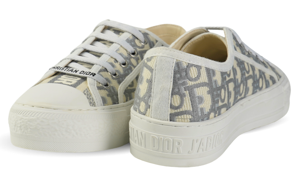 CHRISTIAN DIOR Canvas Oblique Walk'N'Dior Low Top Sneakers 36 Grey Stone Image