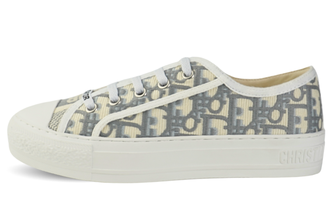 CHRISTIAN DIOR Canvas Oblique Walk'N'Dior Low Top Sneakers 36 Grey Stone Image