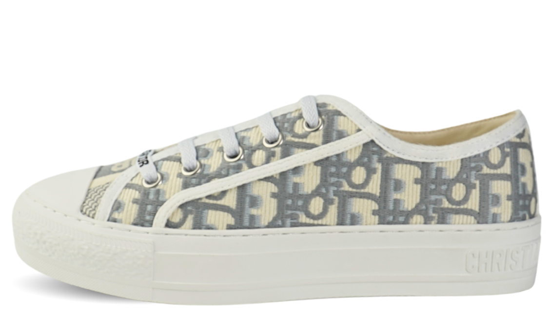 CHRISTIAN DIOR Canvas Oblique Walk'N'Dior Low Top Sneakers 36 Grey Stone Image