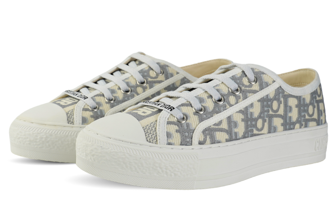 CHRISTIAN DIOR Canvas Oblique Walk'N'Dior Low Top Sneakers 36 Grey Stone Image