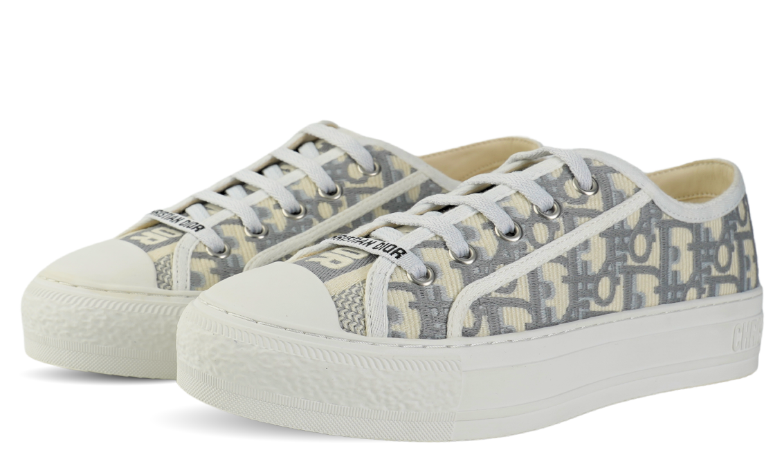 CHRISTIAN DIOR Canvas Oblique Walk'N'Dior Low Top Sneakers 36 Grey Stone Image